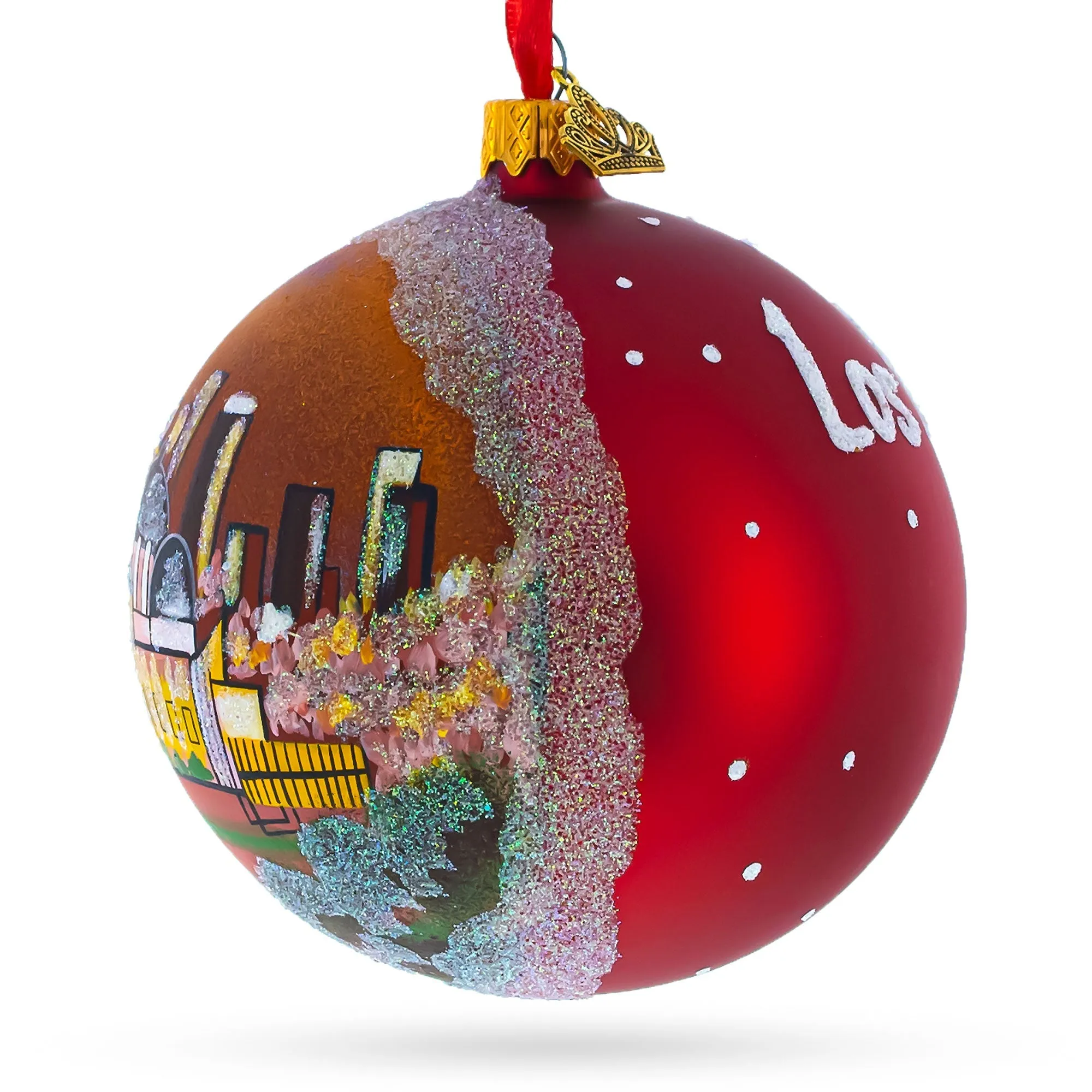 Los Angeles, California Glass Ball Christmas Ornament 4 Inches