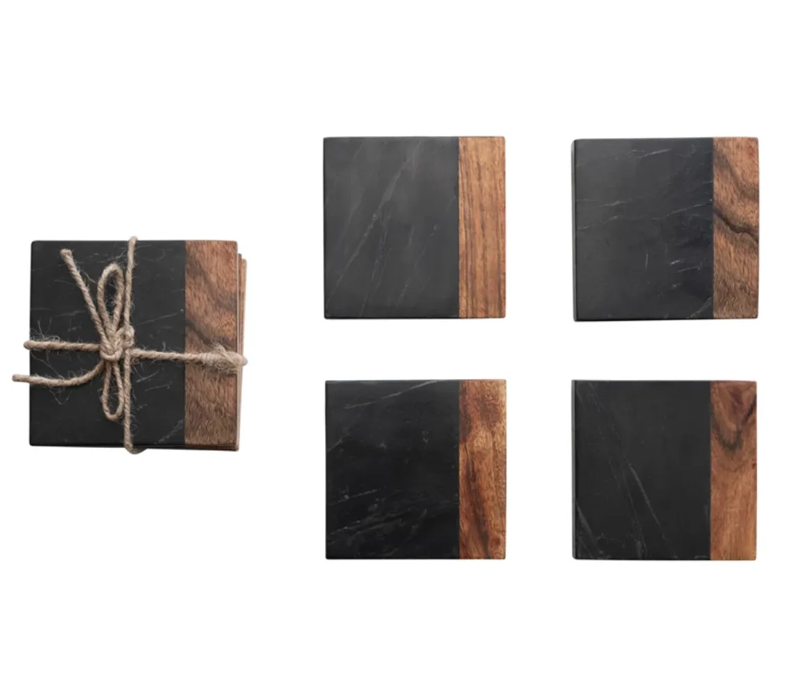 Marble & Acacia Wood Coasters