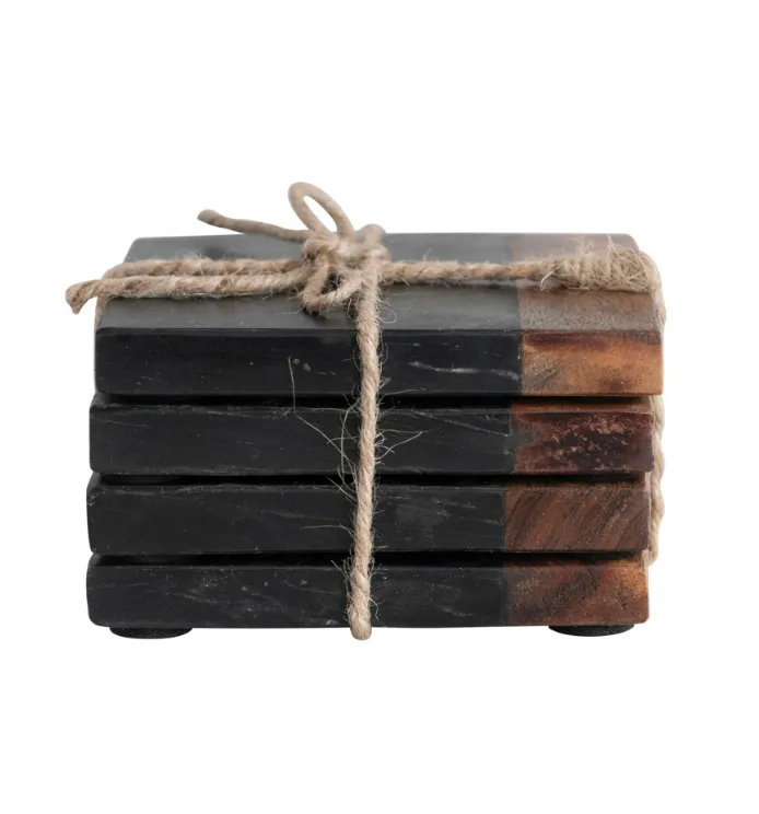 Marble & Acacia Wood Coasters