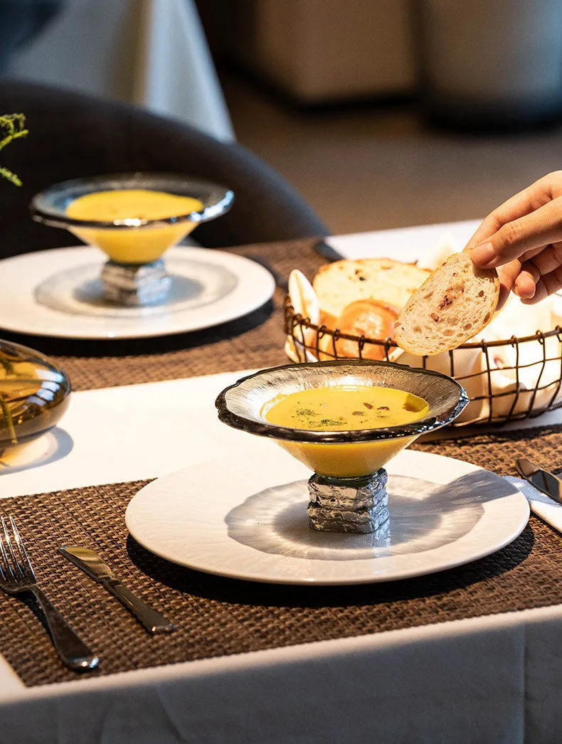 Metal and Glass Dessert Bowl