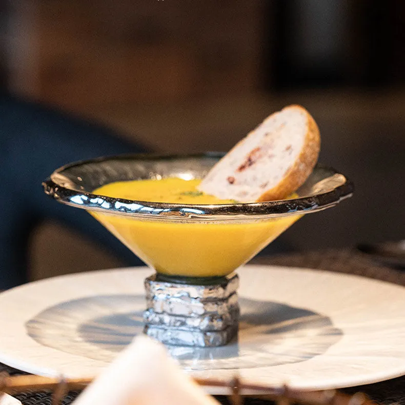 Metal and Glass Dessert Bowl