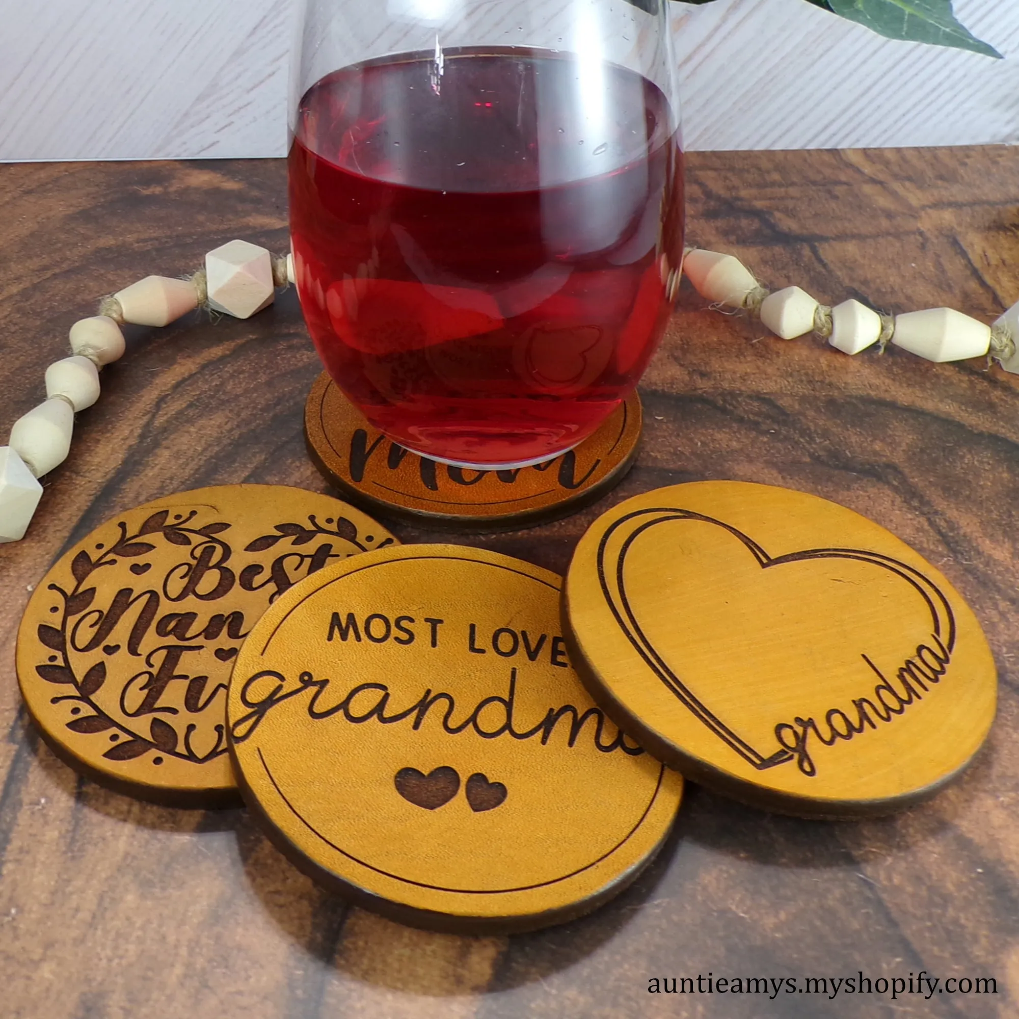 Most Loved Grandma - Leather Coaster