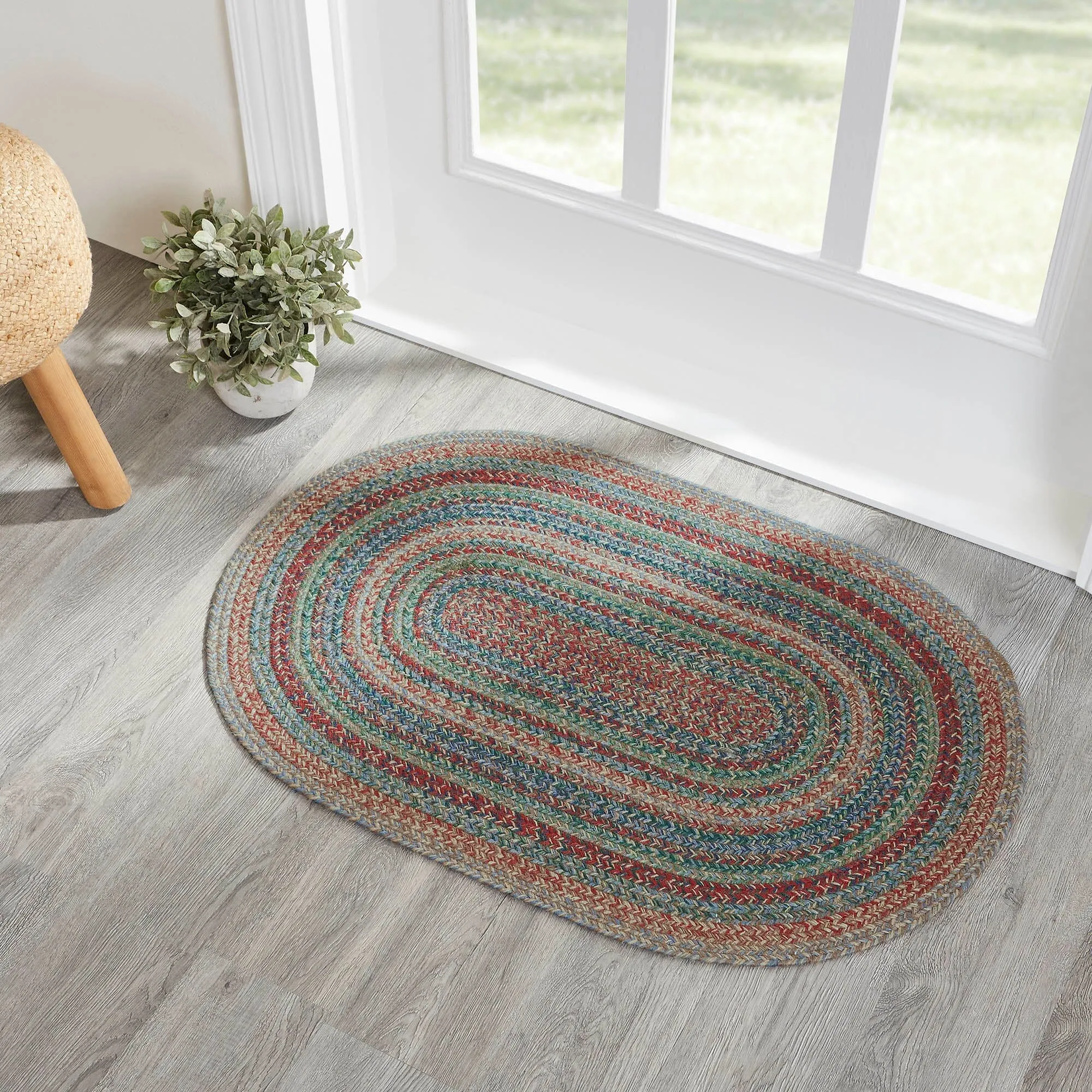 Multi Oval Braided Rug 24x36" - with Pad