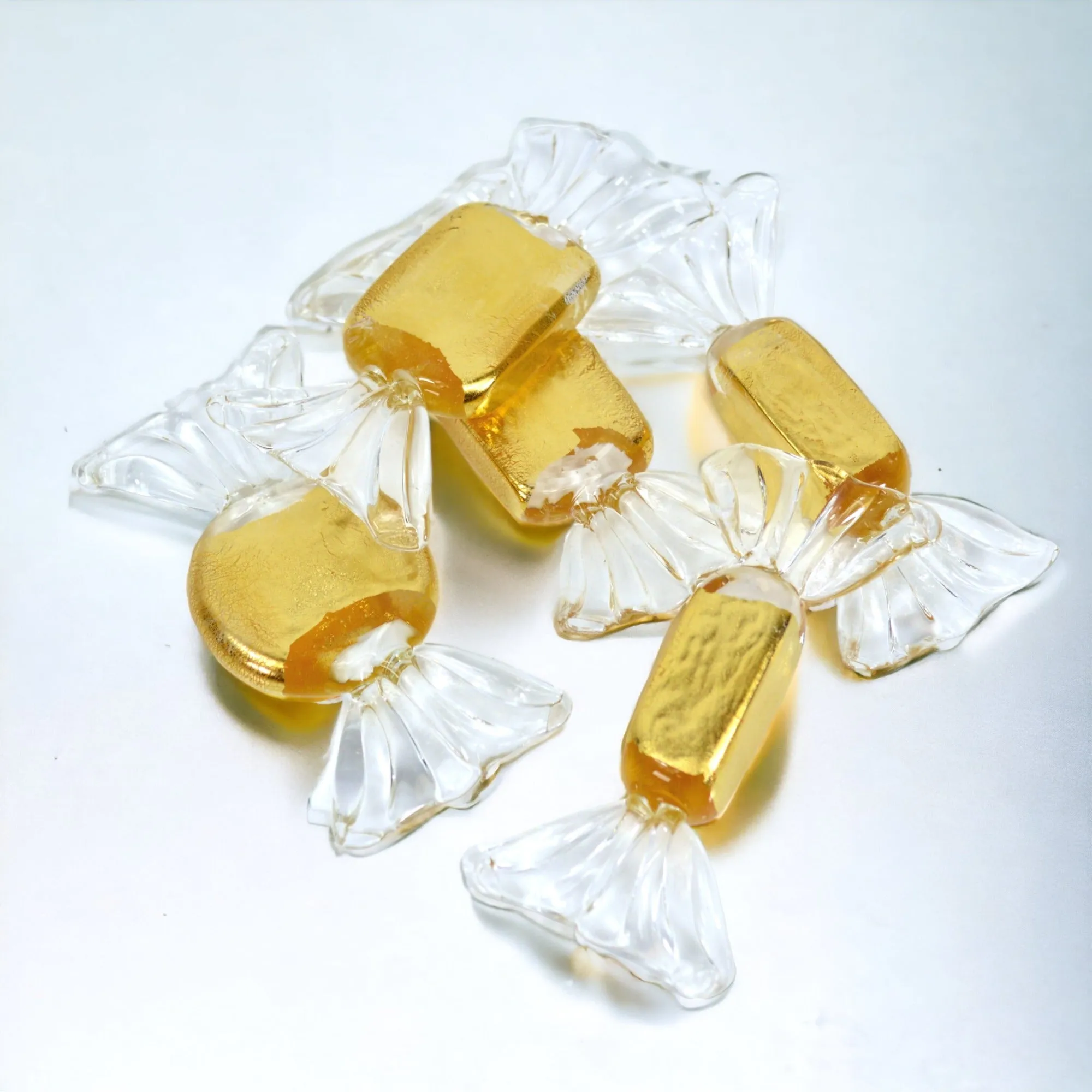 Murano Glass Candy, Gold, Set of 3 or 5