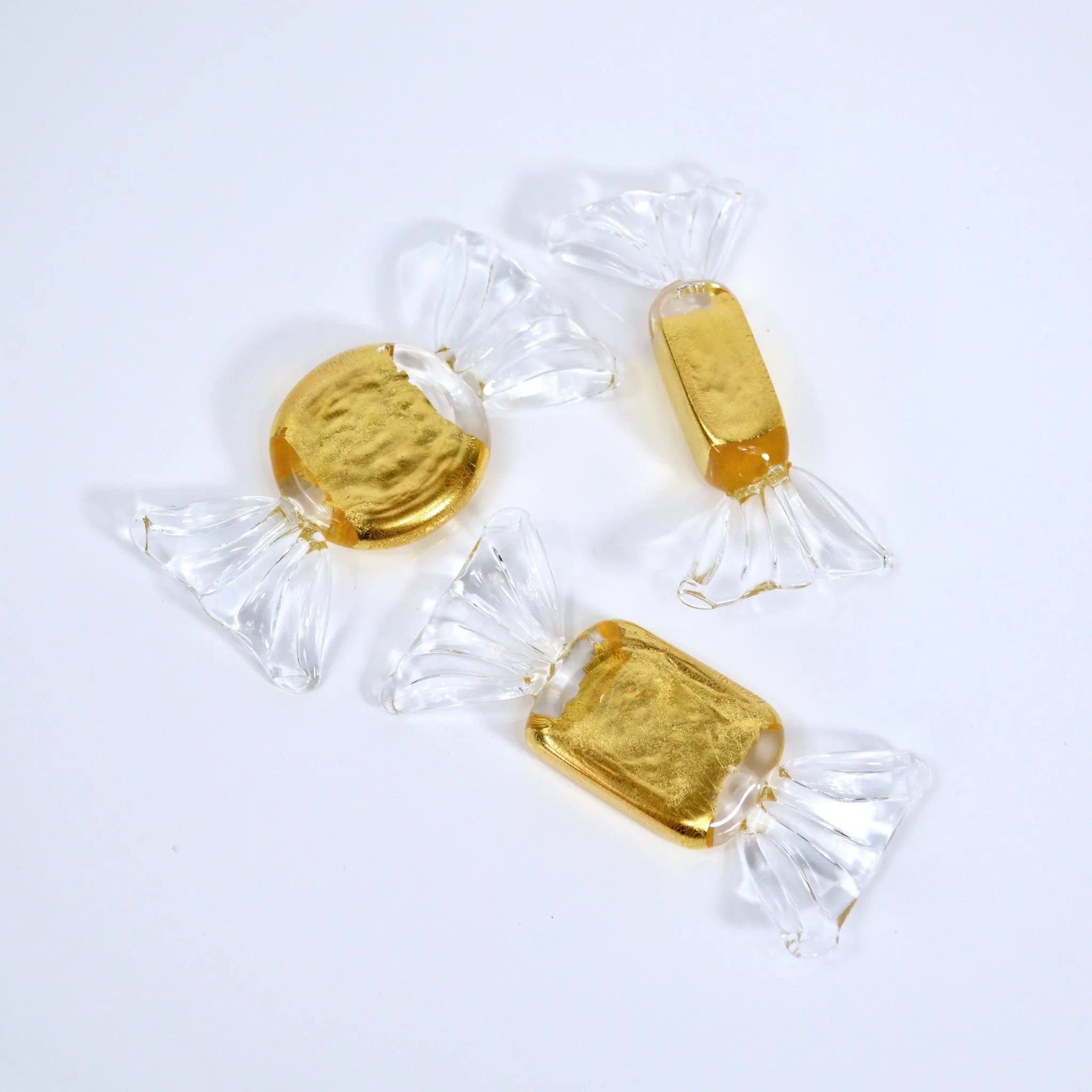 Murano Glass Candy, Gold, Set of 3 or 5