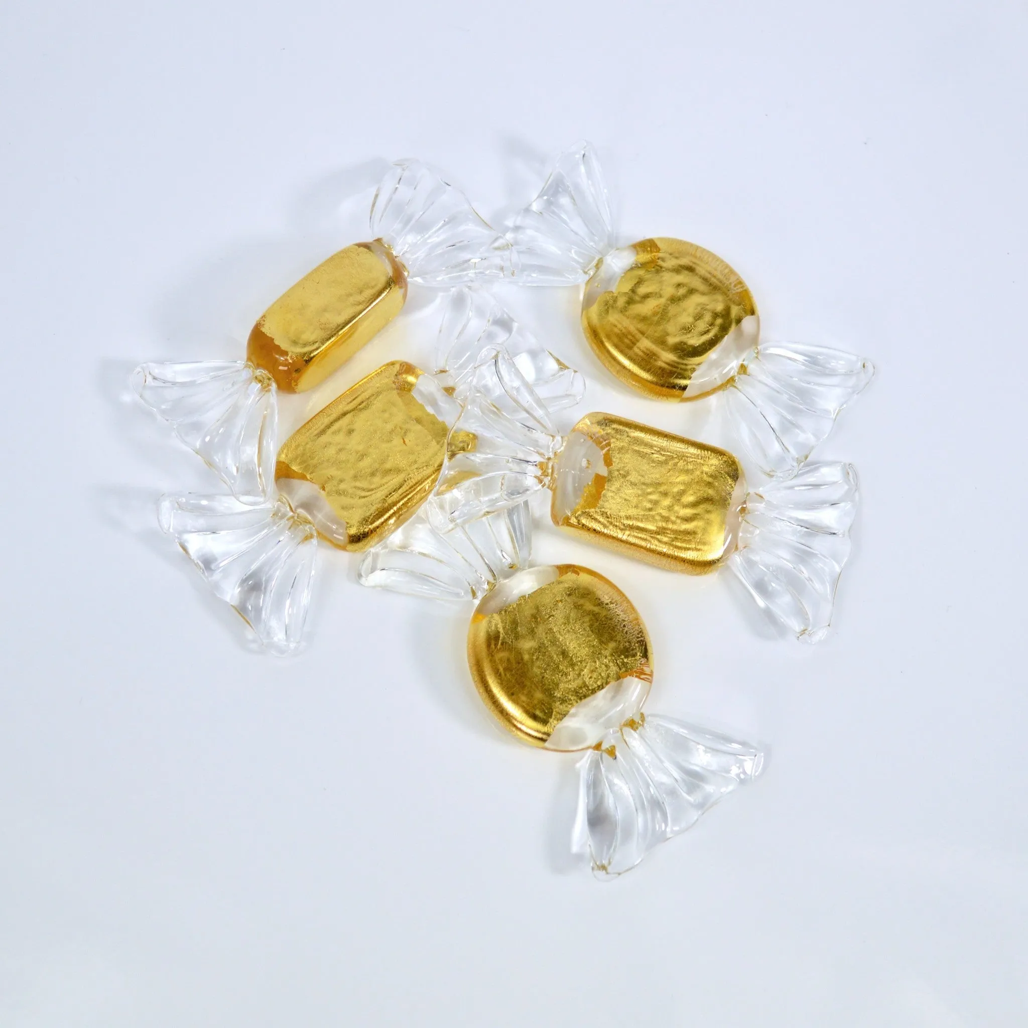 Murano Glass Candy, Gold, Set of 3 or 5