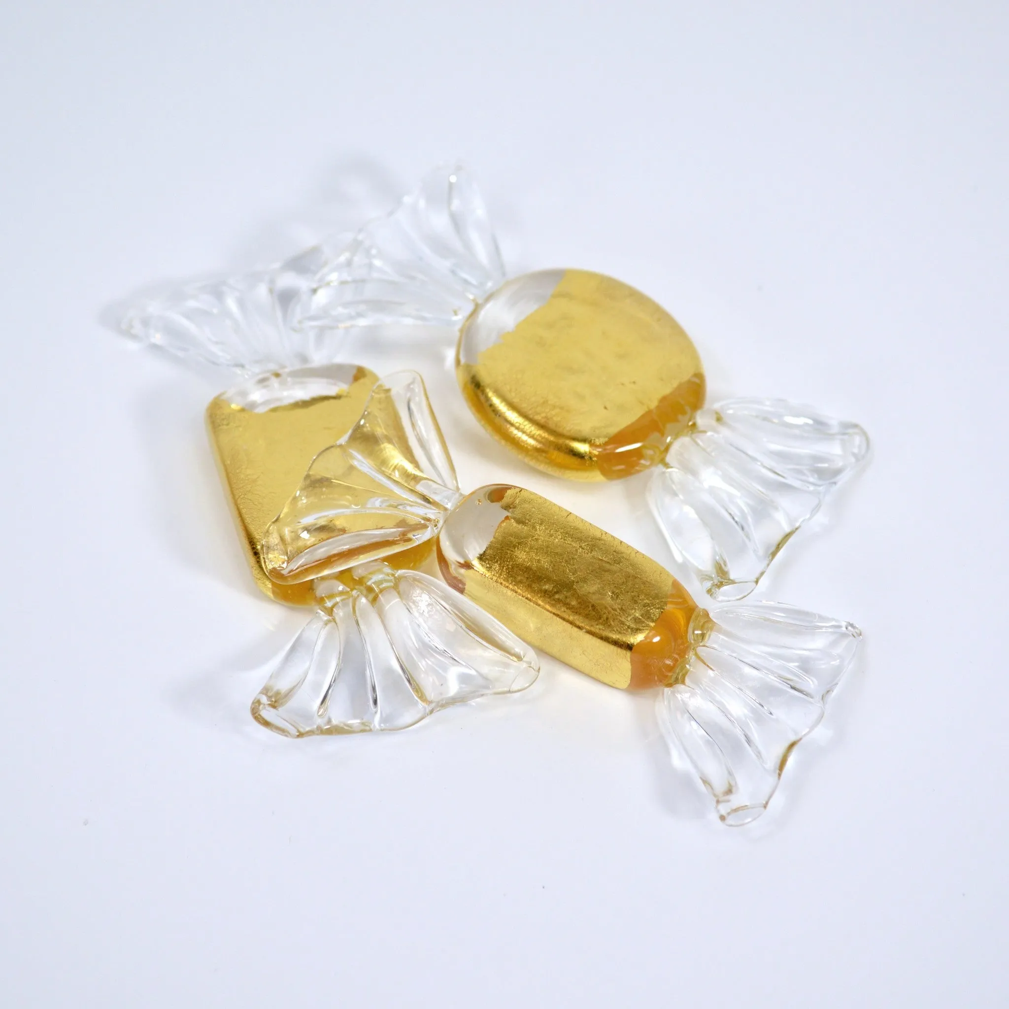 Murano Glass Candy, Gold, Set of 3 or 5