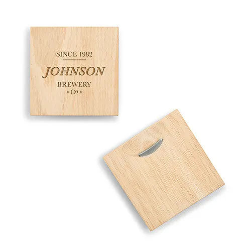 Natural Wood Coaster with Built-in Bottle Opener