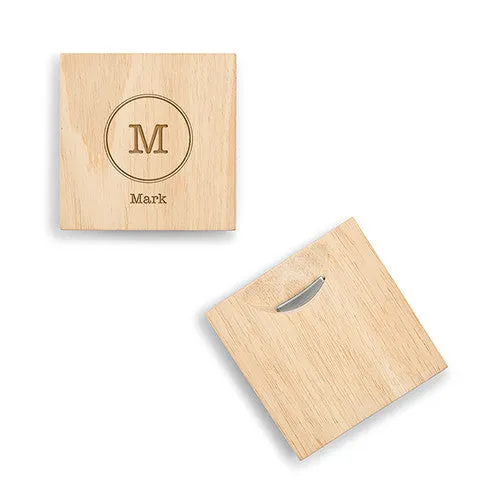 Natural Wood Coaster with Built-in Bottle Opener