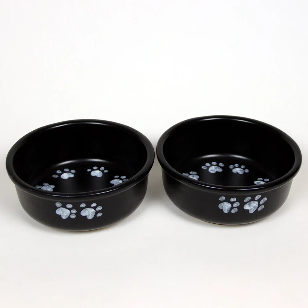 NEW! ROUND PRINTS LARGE SNOWY PAWS PET DISH SET by Emerson Creek Pottery Made in USA Set, Large Pet2695R