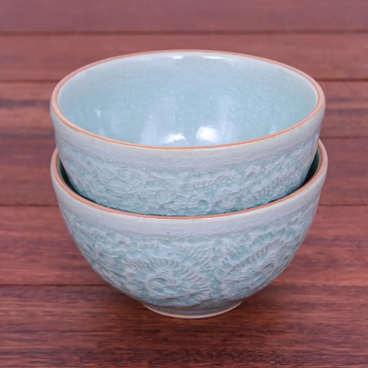 Novica Antique Flora Celadon Ceramic Bowls (Pair)