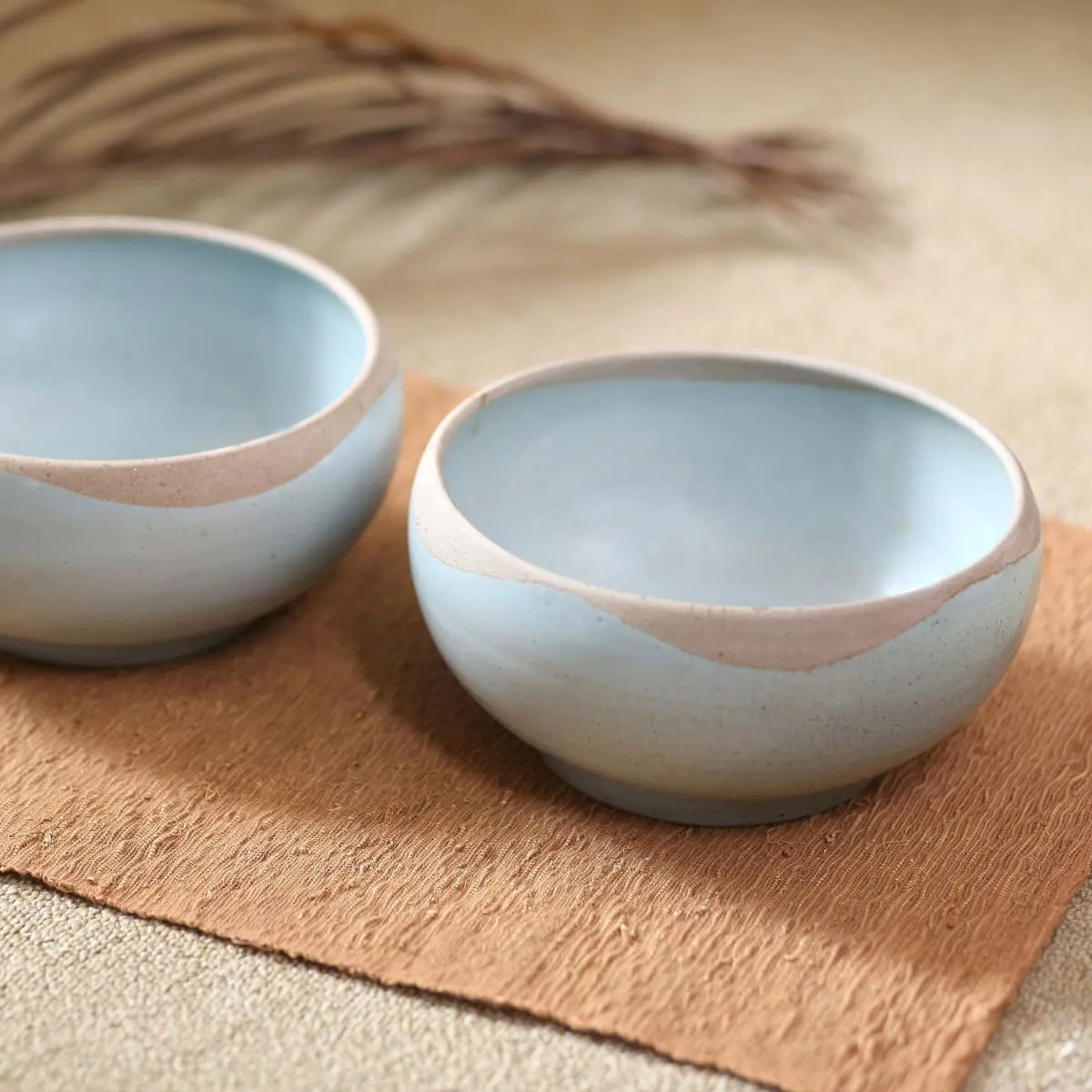 Novica Blue Bounty Ceramic Soup Bowls (Pair)