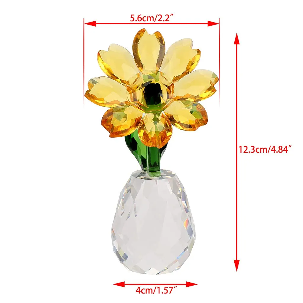 OwnMy Crystal Sunflower Glass Figurine Ornament Paperweight Table Decoration with Gift Box, Crystal Glass Bouquet Flower Centerpieces for Home Decor