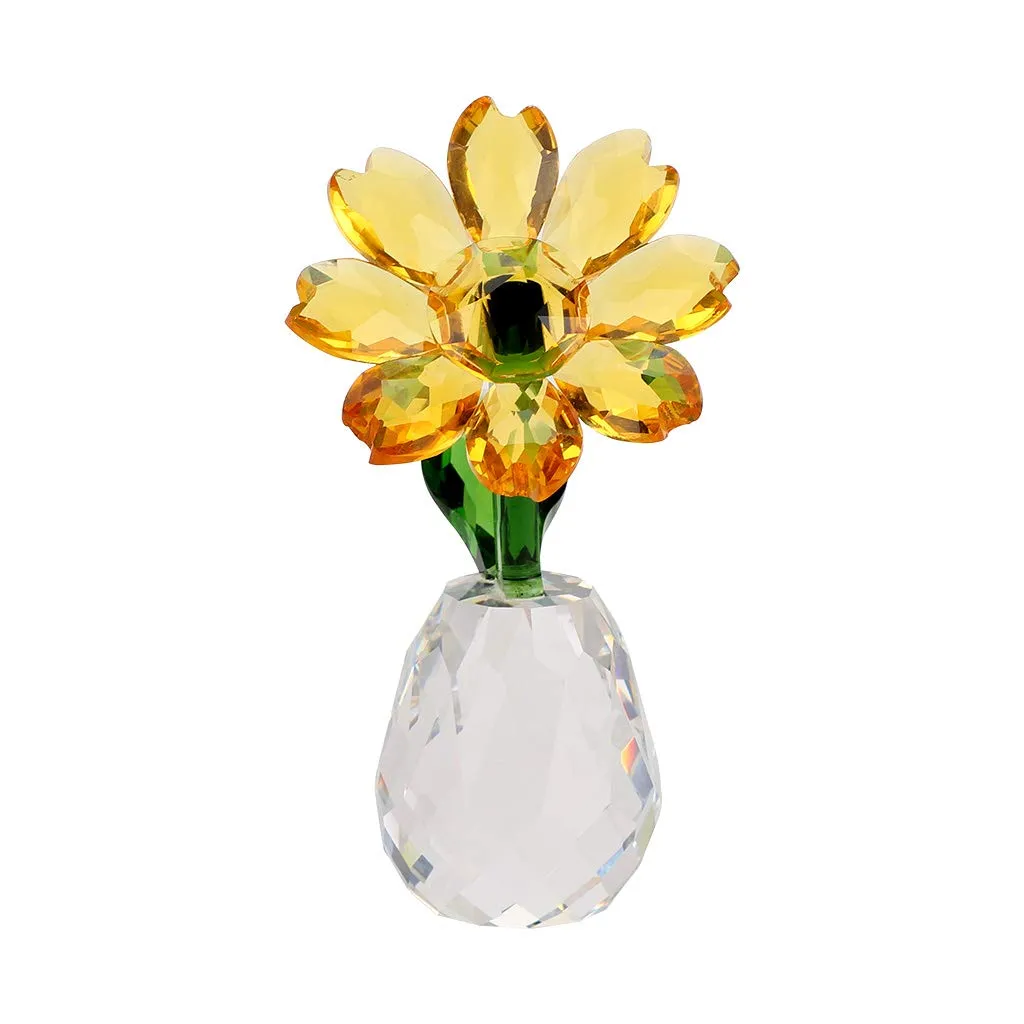 OwnMy Crystal Sunflower Glass Figurine Ornament Paperweight Table Decoration with Gift Box, Crystal Glass Bouquet Flower Centerpieces for Home Decor