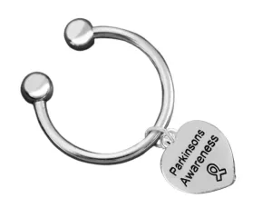 Parkinson's Heart Charm Horseshoe Key Chains