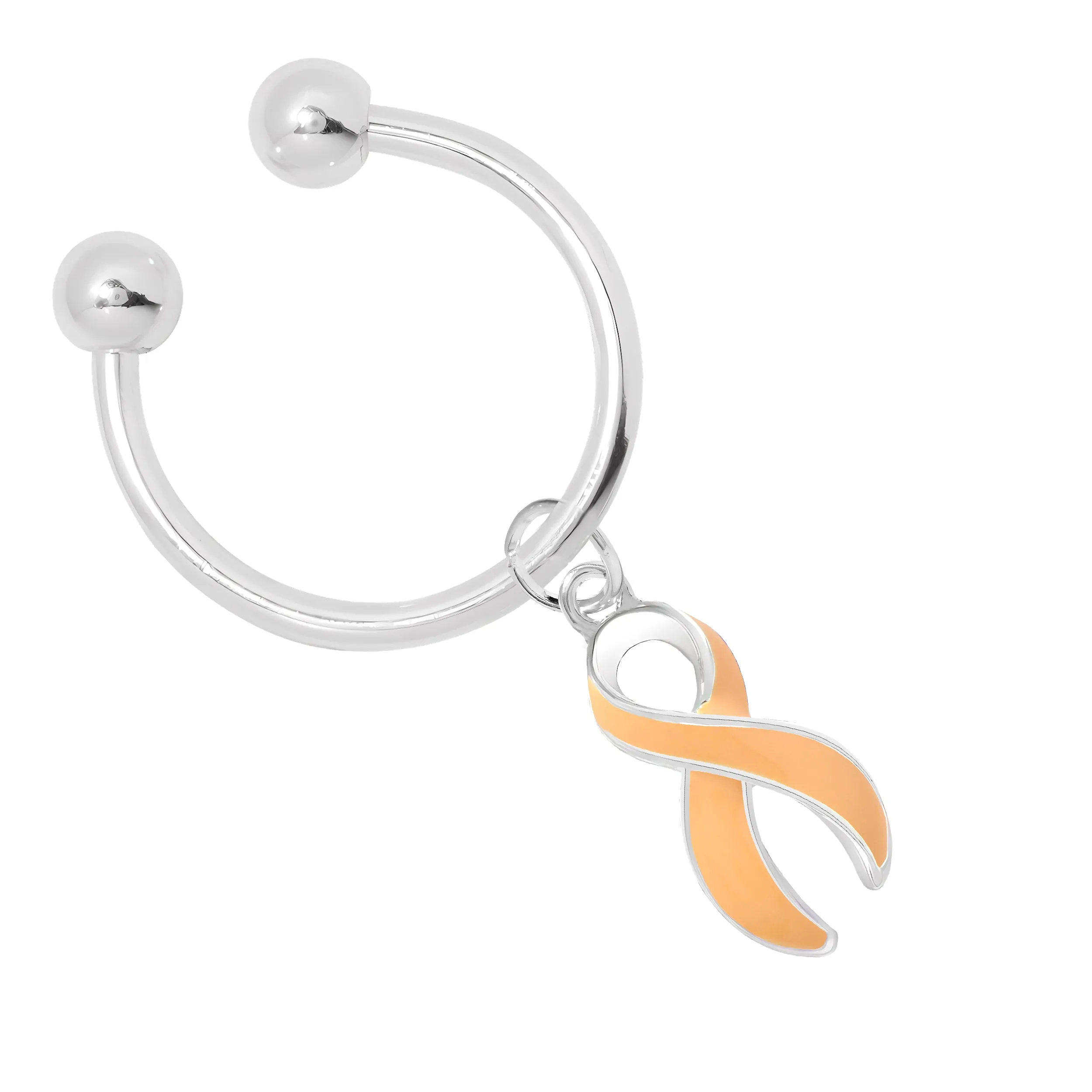 Peach Ribbon Horseshoe Key Chains