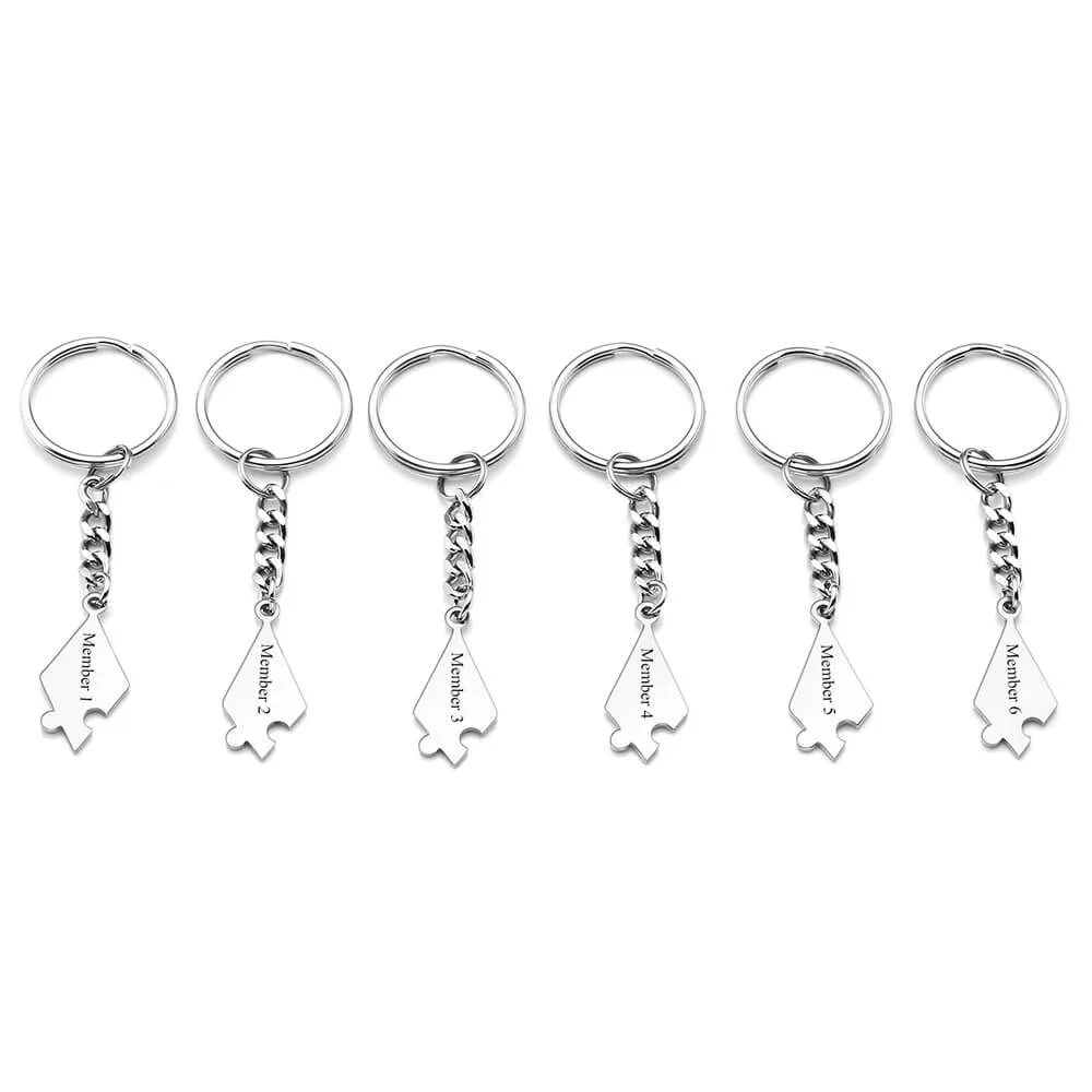 Personalized Puzzle Matching Message Friendship BFF Keychains 6PCS| Jovivi