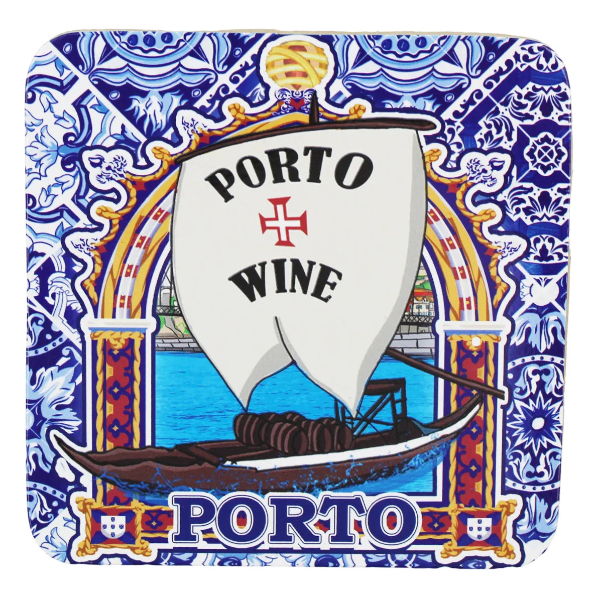 Porto Portugal Cityscape Coaster Set - 6 Piece Collection with Traditional Porto Imagery