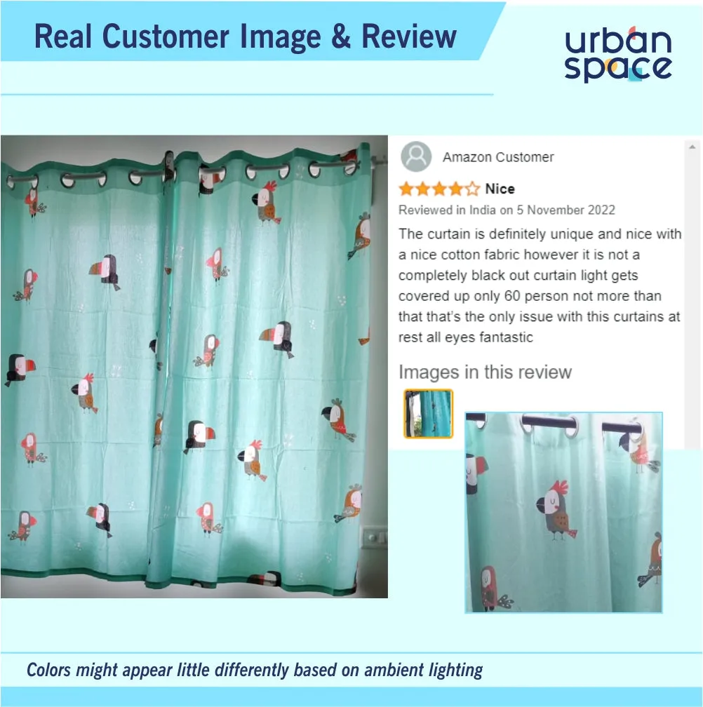 Premium 100% Cotton Curtain for Window & Curtains for Door - Pack of 1 Curtain, Blue Pelican