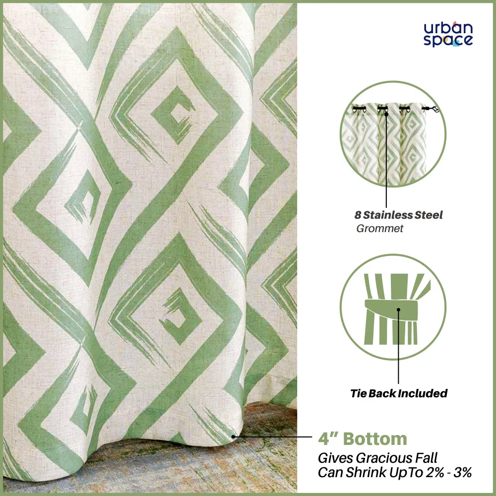 Premium 100% Cotton Curtains For Living Room, Bedroom Curtains - Pack Of 2 Curtains, Basics Sage Green