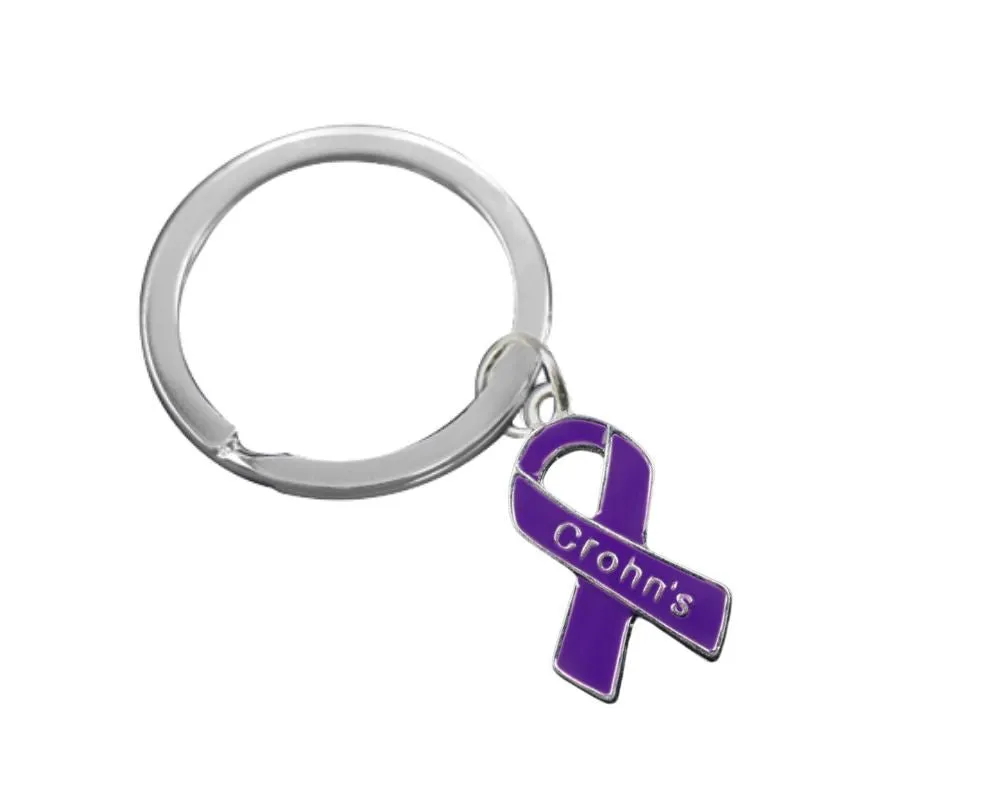 Purple Ribbon Crohn's Disease Awareness Split Style Keychains