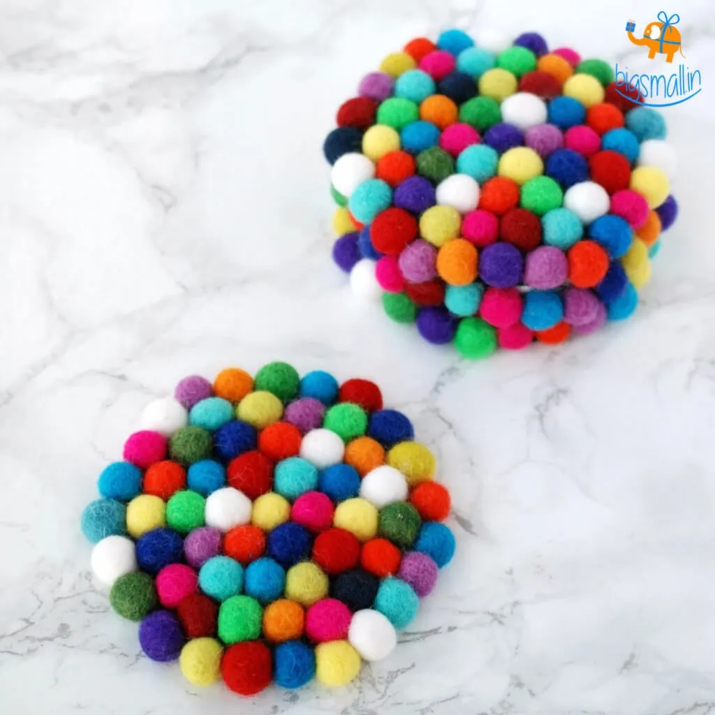 Rainbow Felt Ball Coasters - Set of 4