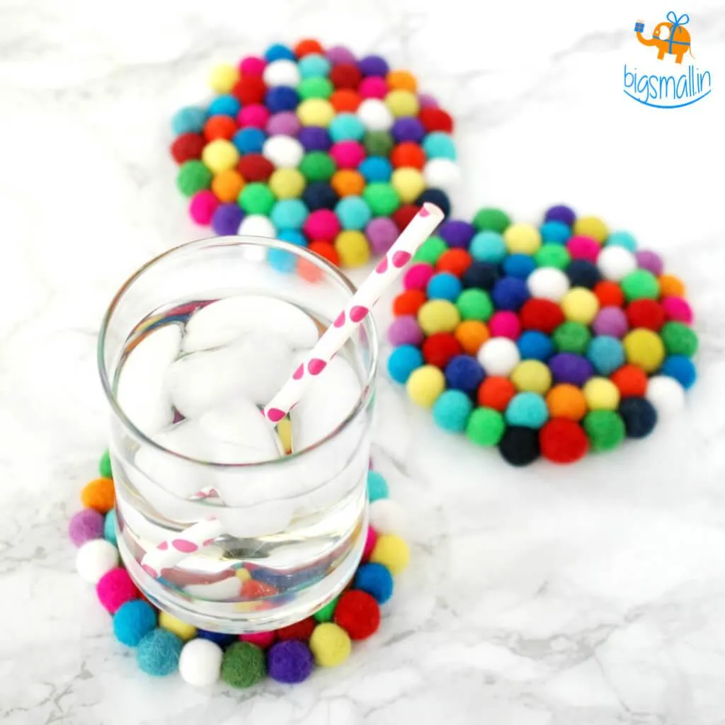 Rainbow Felt Ball Coasters - Set of 4