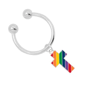 Rainbow Flag Cross Horseshoe Key Chains