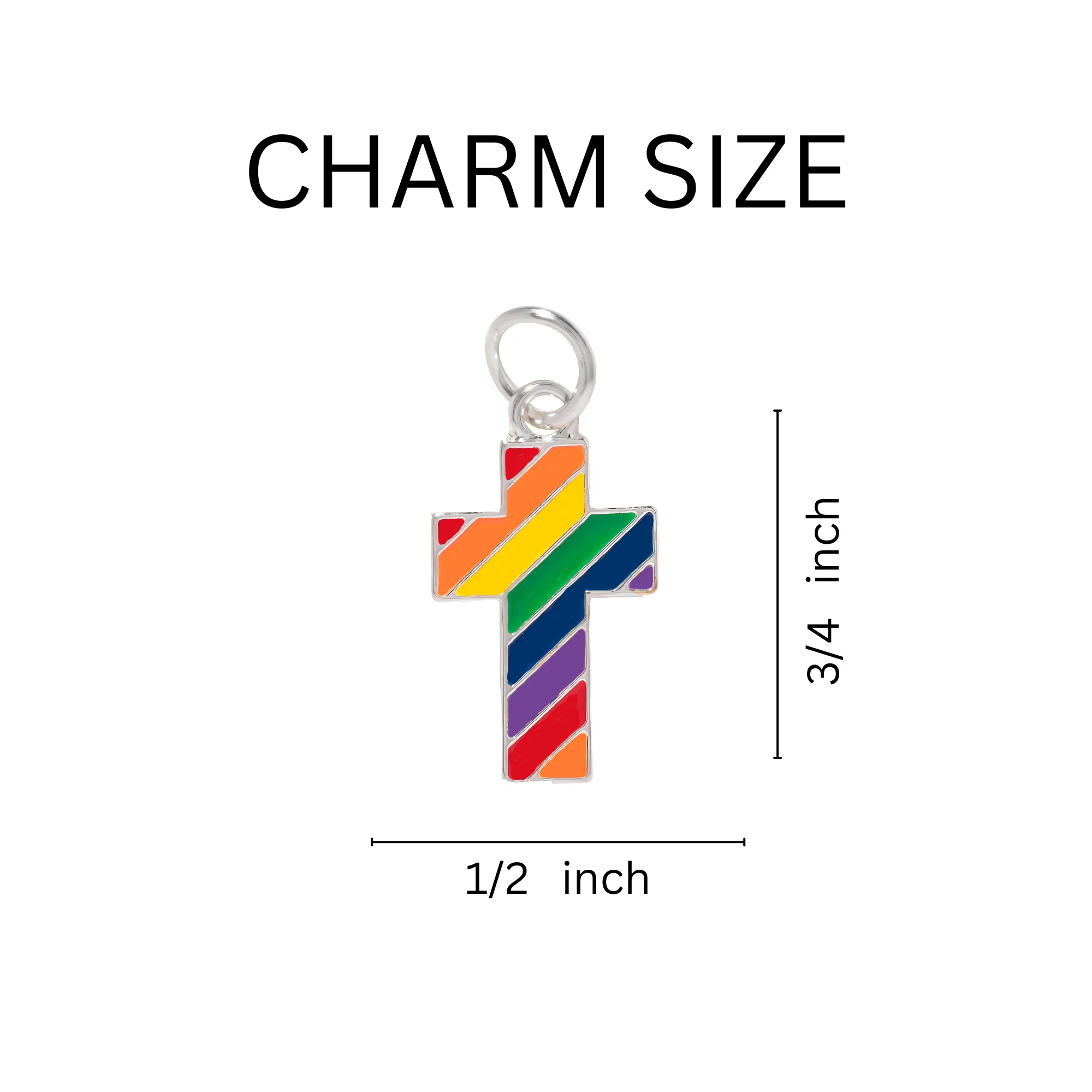 Rainbow Flag Cross Horseshoe Key Chains