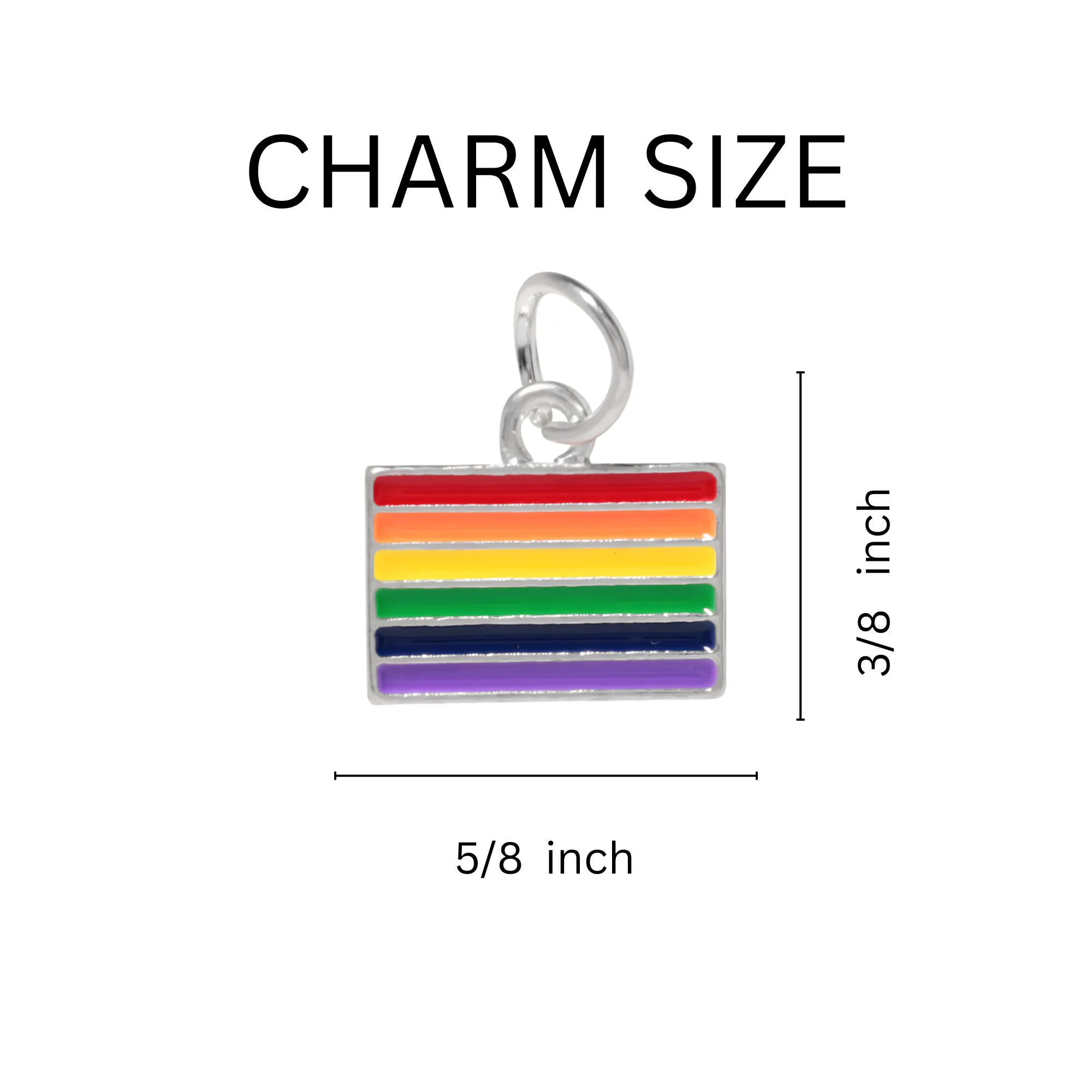 Rainbow LGBTQ Pride Rectangle Charms