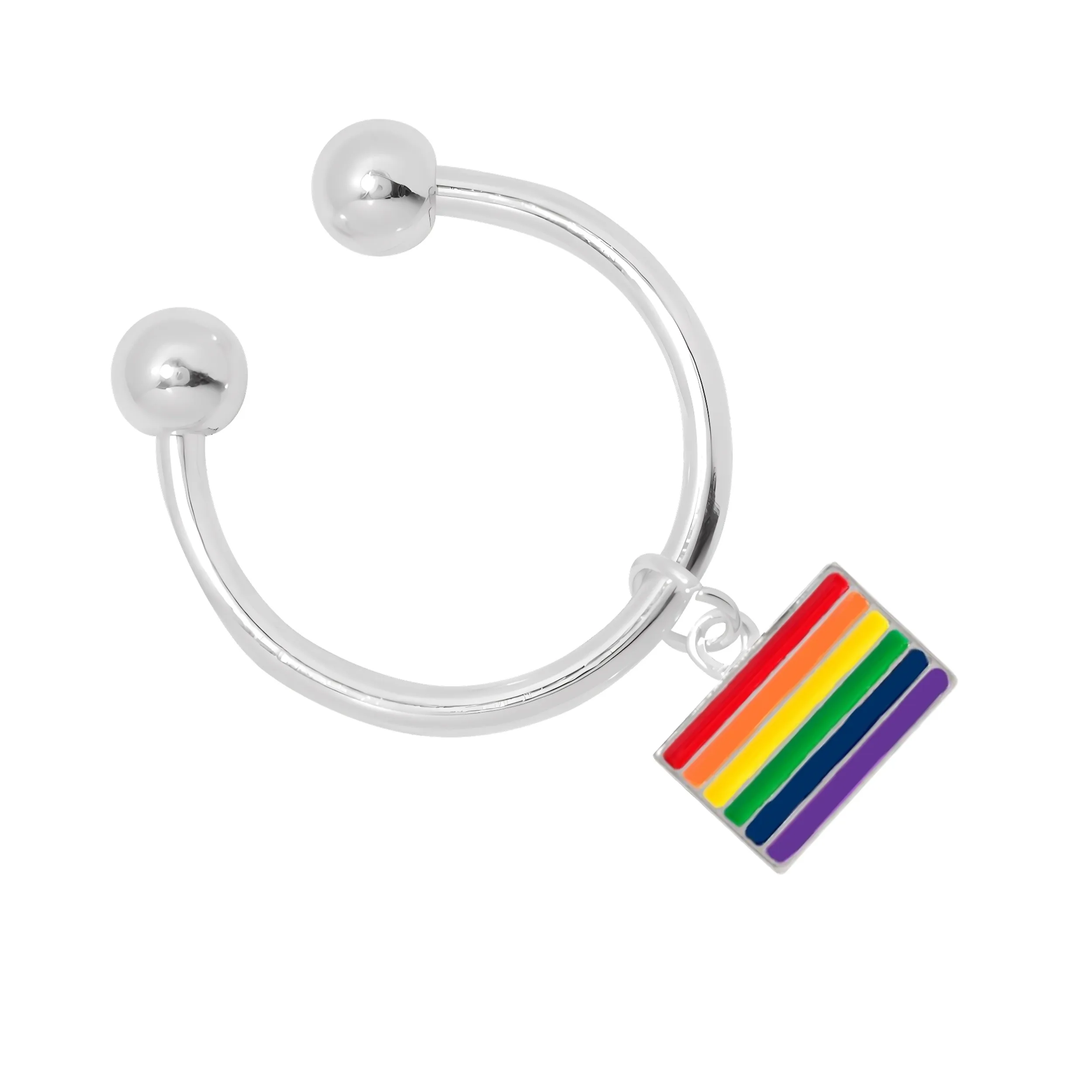 Rainbow Rectangle Flag Horseshoe Key Chains