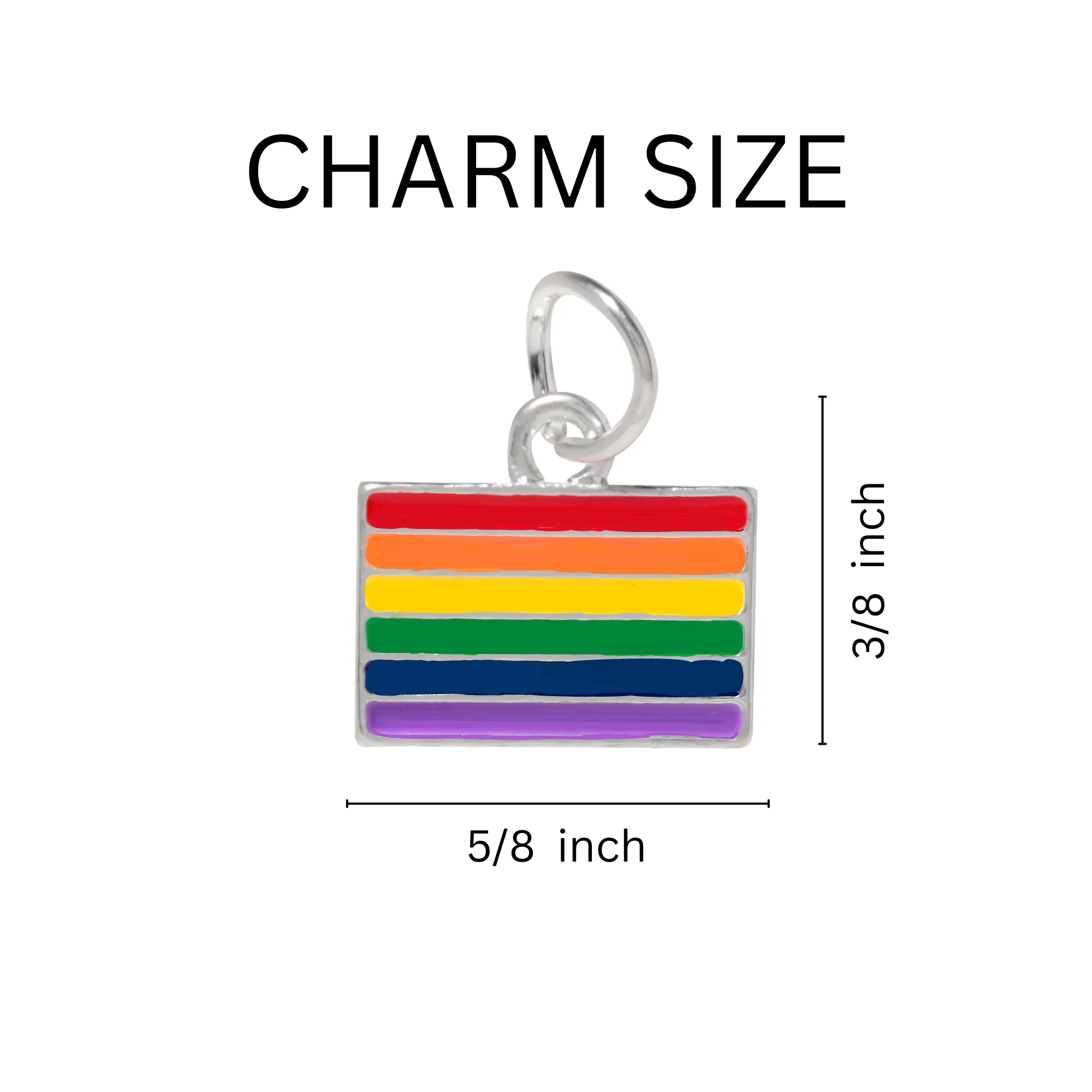 Rainbow Rectangle Flag Horseshoe Key Chains