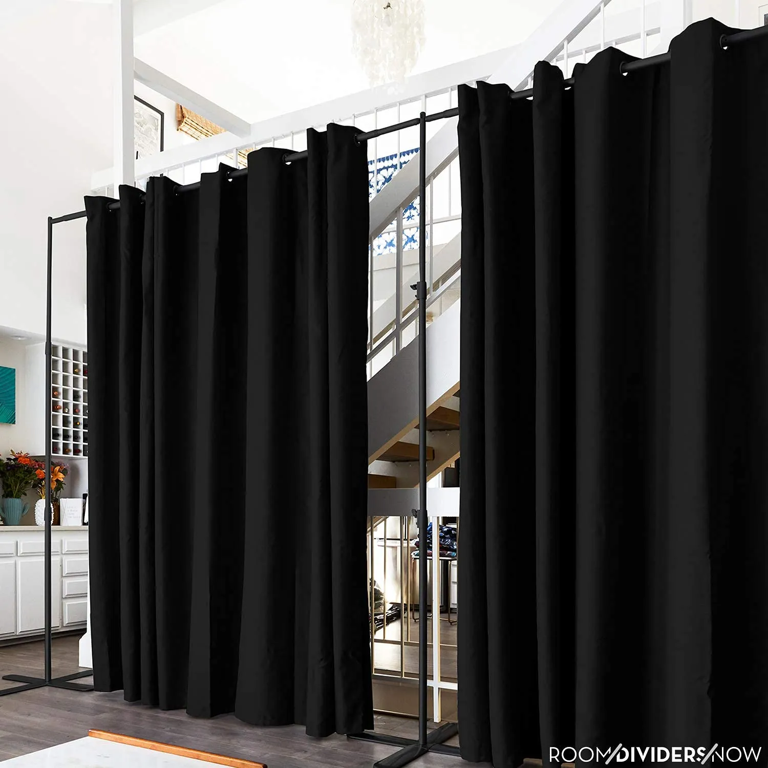 Room Divider Curtain, 7ft Tall X 4ft Wide (Midnight Black)