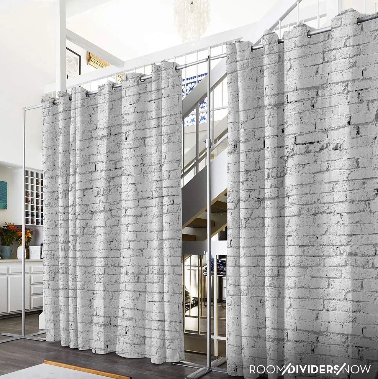 Room/Dividers/Now Premium Room Divider Curtain, 9ft Tall x 10ft Wide (White Brick