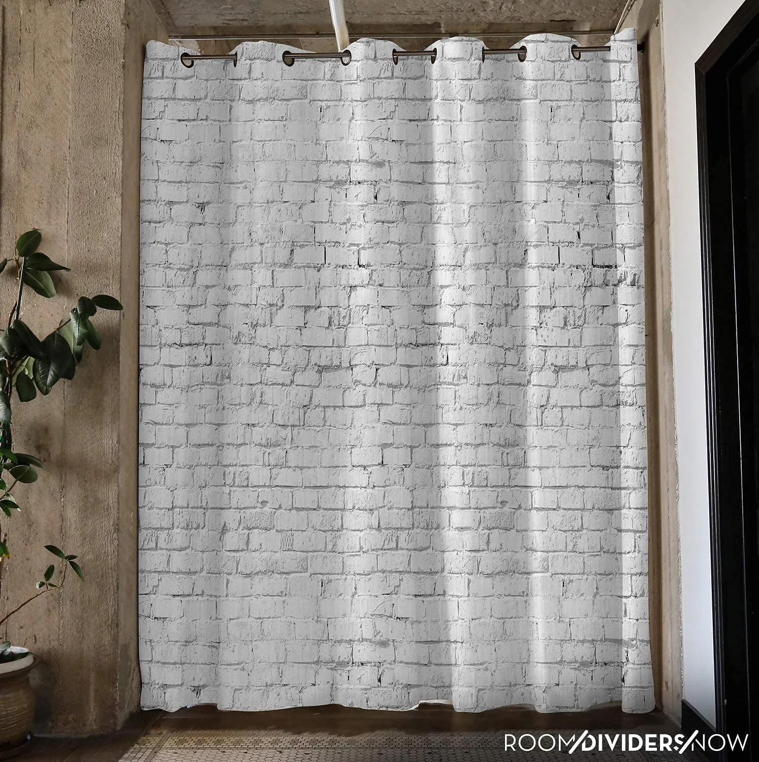 Room/Dividers/Now Premium Room Divider Curtain, 9ft Tall x 10ft Wide (White Brick