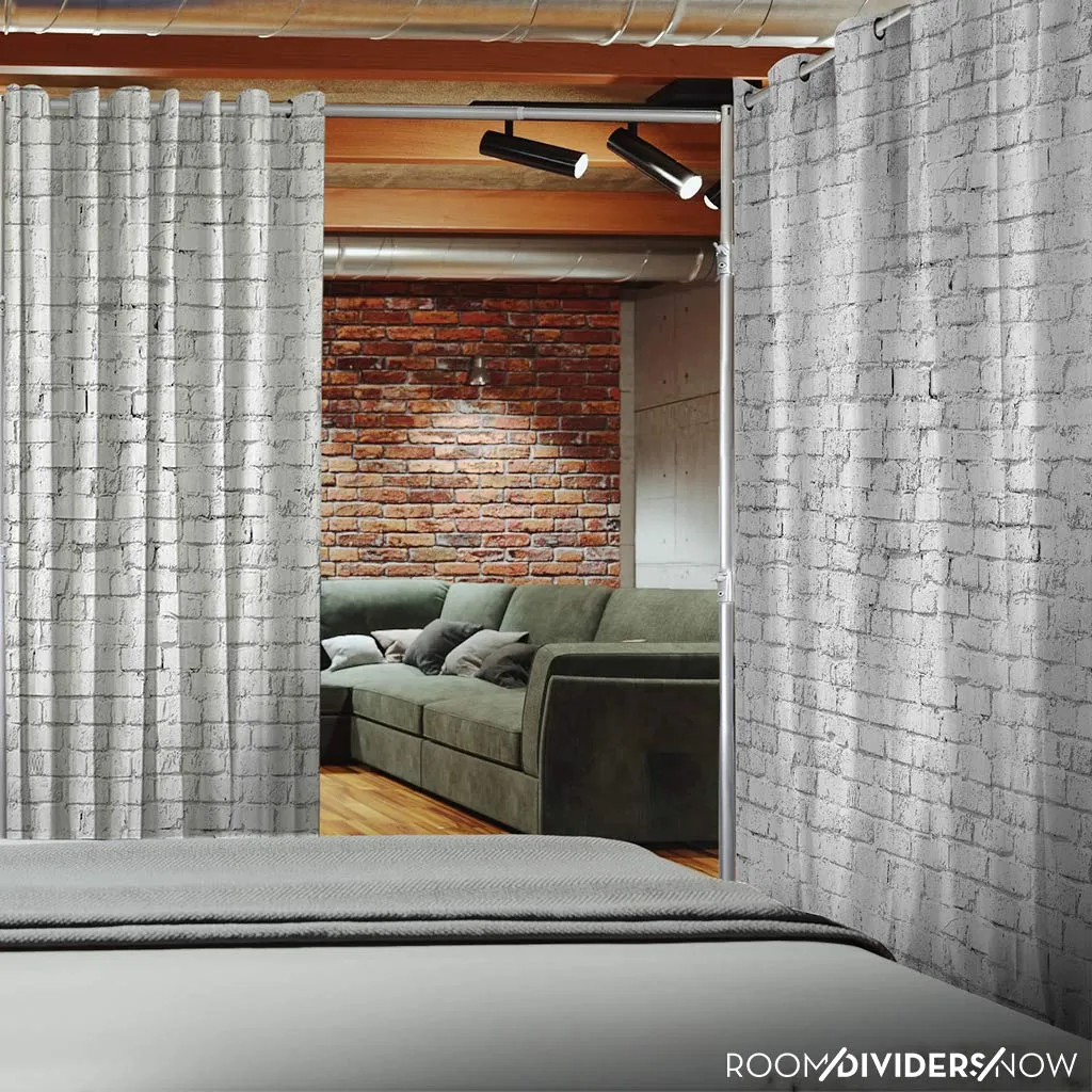 Room/Dividers/Now Premium Room Divider Curtain - White Bricks