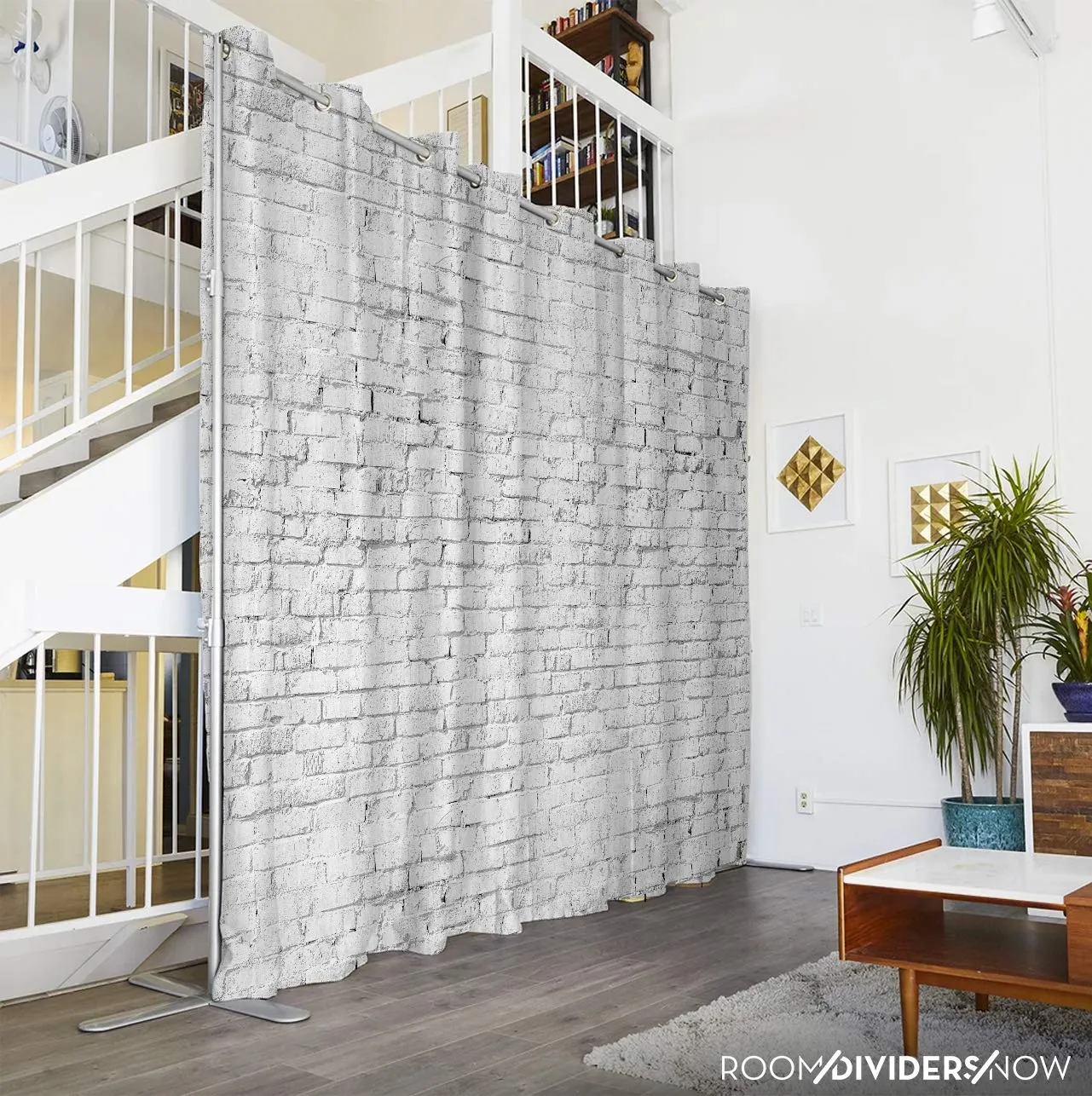 Room/Dividers/Now Premium Room Divider Curtain - White Bricks