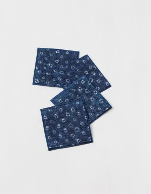 Set of 4 Indigo Dyed Cotton Coasters