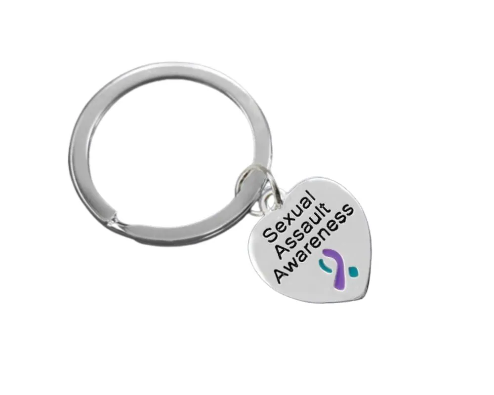 Sexual Assault Heart Charm Split Style Keychains