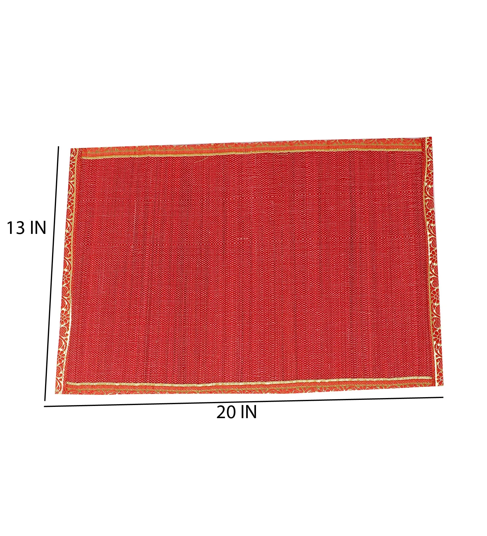 SILPAKARMAN Bamboo Dining Mats - Red  (Set of 13)