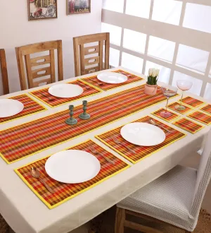 SILPAKARMAN Bamboo Dining Mats - Yellow (Set of 13)