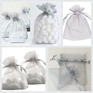 SILVER GREY ORGANZA BAGS