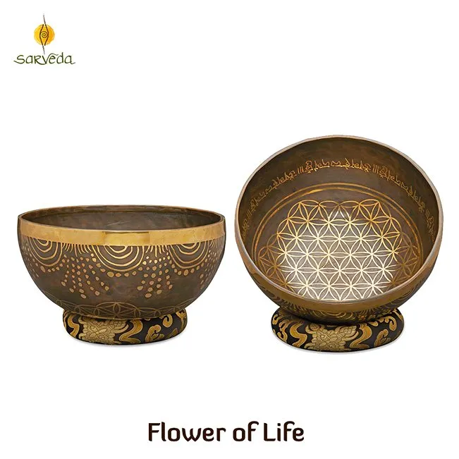 Singing Bowls Handmade Etched- Flower of Life- 9inches