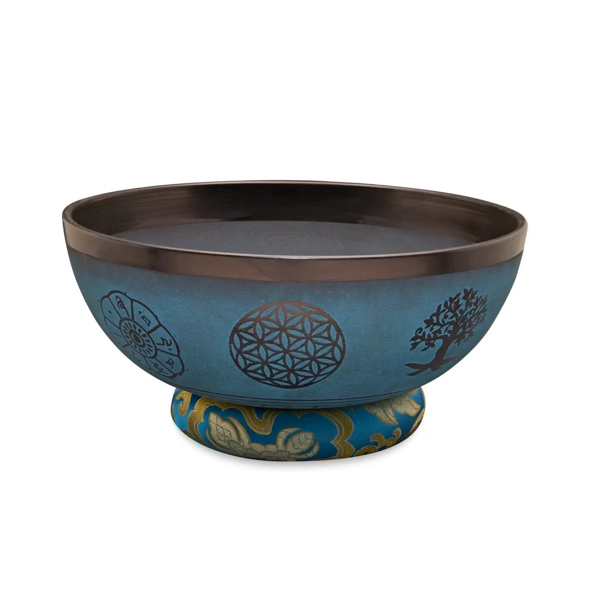 Singing Bowls- Rustic- Flower of Life- Blue- 9inches