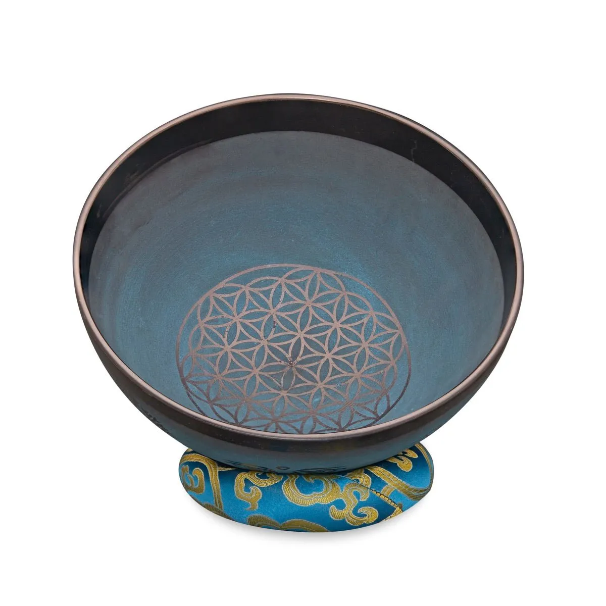 Singing Bowls- Rustic- Flower of Life- Blue- 9inches