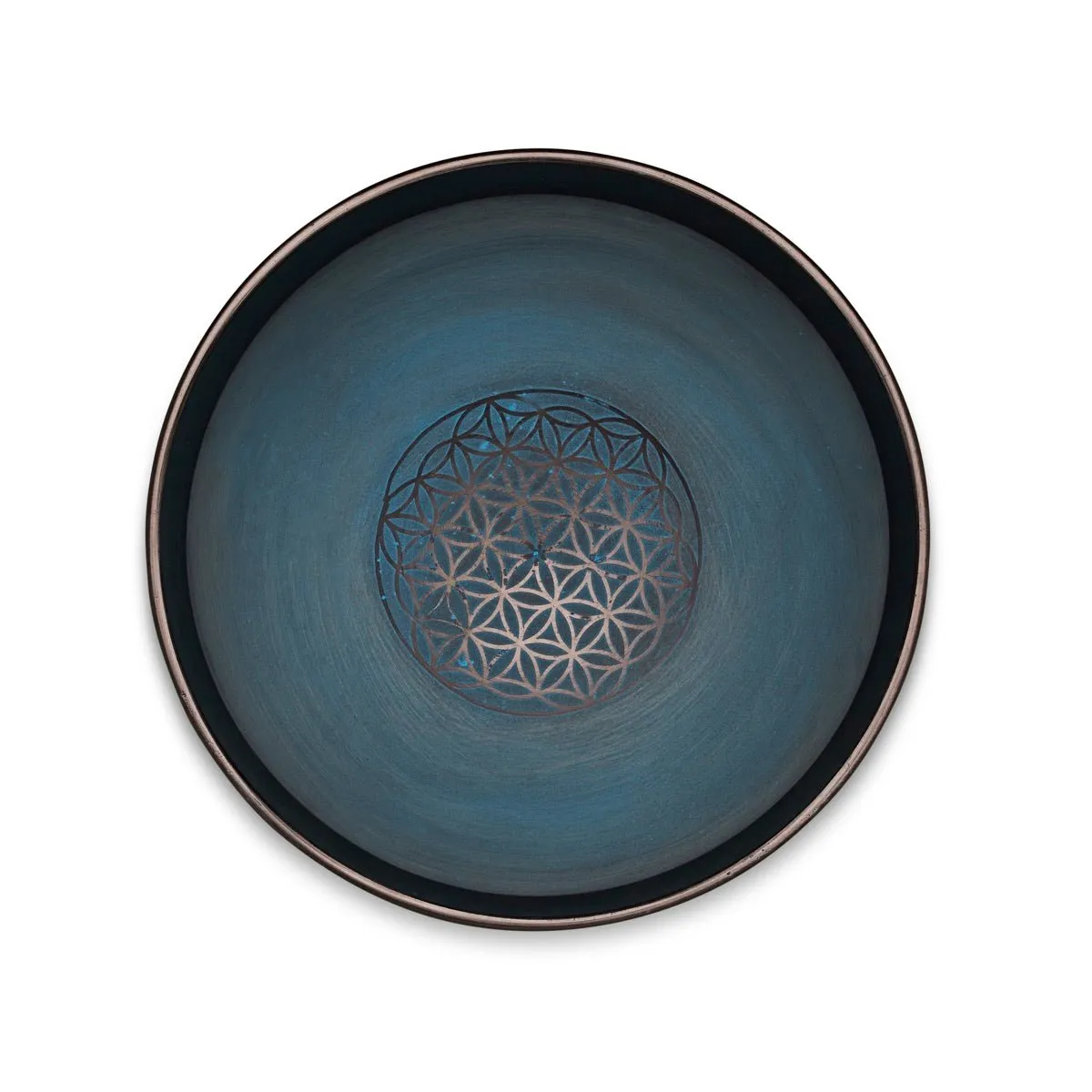 Singing Bowls- Rustic- Flower of Life- Blue- 9inches