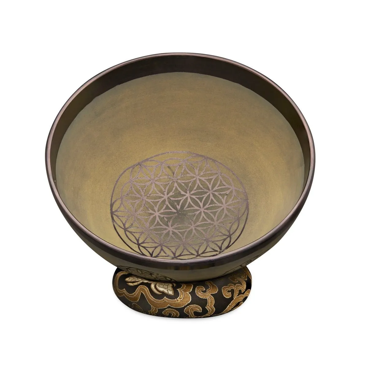 Singing Bowls- Rustic- Flower of Life- Olive Green- 8inches