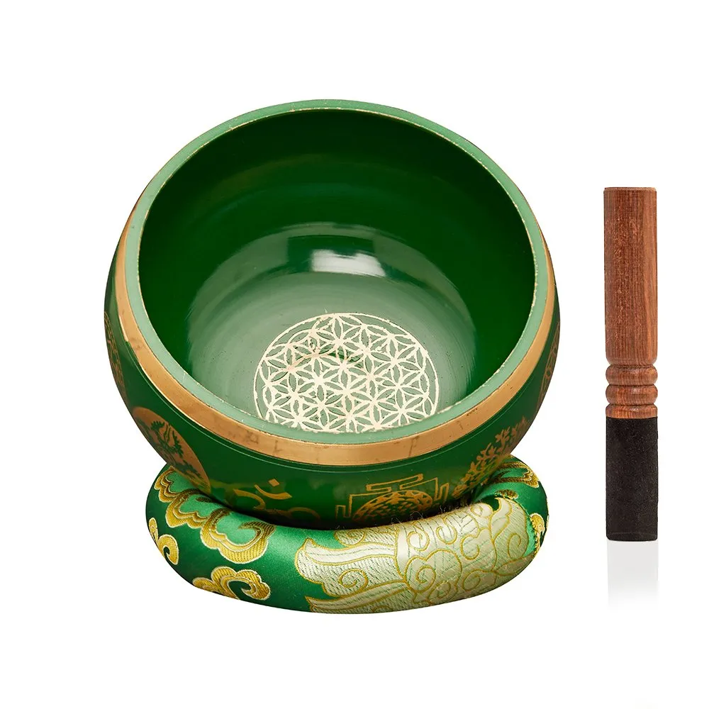 Singing Bowls Sacred Symbol Bowls |Sacred Symbol Green- 35 inches