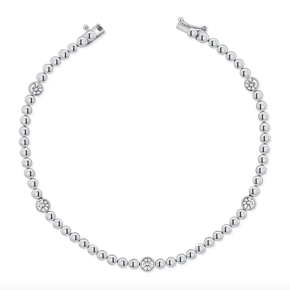 Solid Ball and Diamond Bracelet