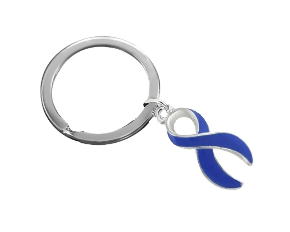 Split Style Dark Blue Ribbon Key Chains